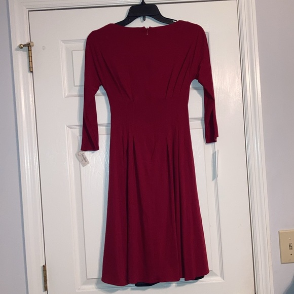 Kay Unger Dress Merlot Red with 3/4 Sleeves Lined Cowl Neck New With Tags - Picture 5 of 5